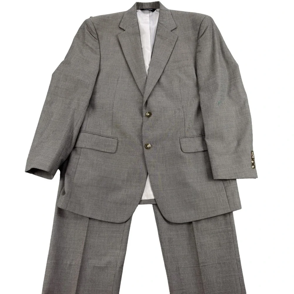 Jos A Bank Suit‎ Mens 42 Regular Gray Check Cotton Wool Jacket Pants 36x29